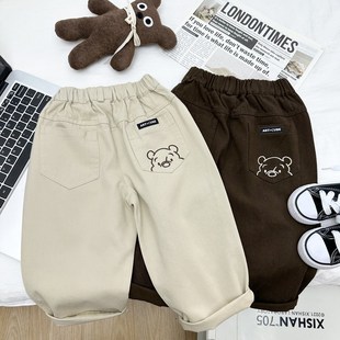 中小童百搭休闲裤 男童春装 儿童宽松柔软老爹裤 子2024新款 潮 纯棉裤