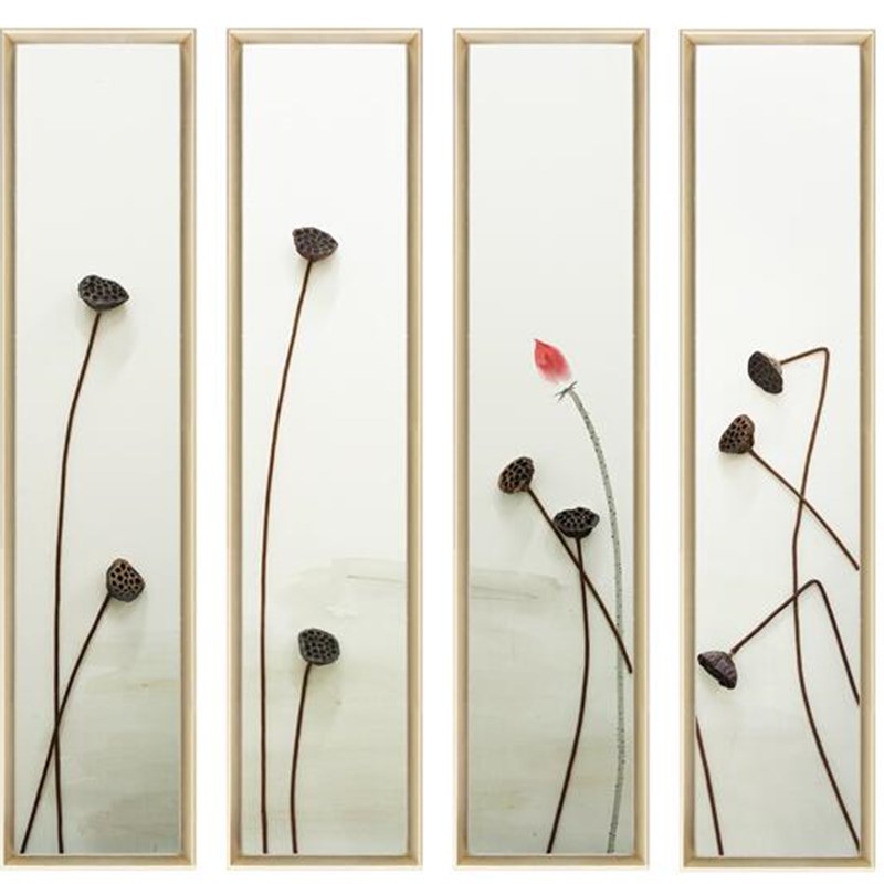 水墨莲蓬实物画立体画装饰画挂画新中式中国风样板房装饰画