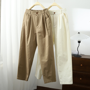高腰老爹裤 春秋新品 工装 女休闲百搭宽松萝卜裤 半松紧腰哈伦九分裤