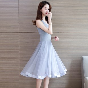 百搭 打底裙蕾丝内搭背心连衣裙秋装 网纱中长款 吊带裙女夏外穿大码