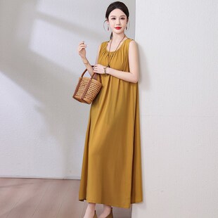 2025初夏穿搭k新款高端棉绸睡裙胖mm大码女装漂亮连衣裙宽松可外
