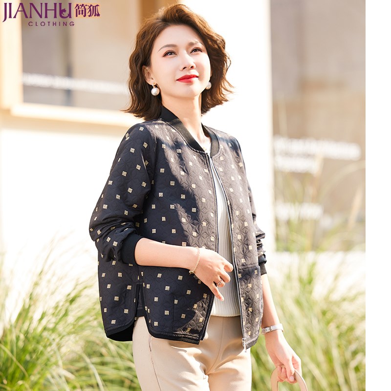 秋装开衫女装新款薄款中p老年岁上衣洋气短款40中年50外套春秋妈