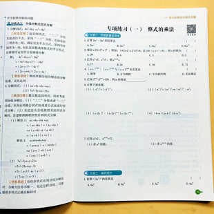 整式的乘法与因式分解练习册八年级上册数学专项训练全等三角形轴对称分式解方程计算题应用题知识点讲解案例分析强化训练方程荣恒