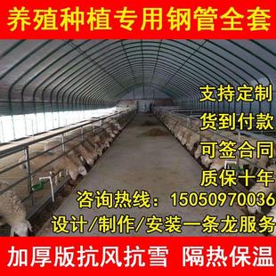 养殖大棚骨架钢管全套牛棚羊圈猪舍鹅兔养鸡场温室蔬菜连栋大棚