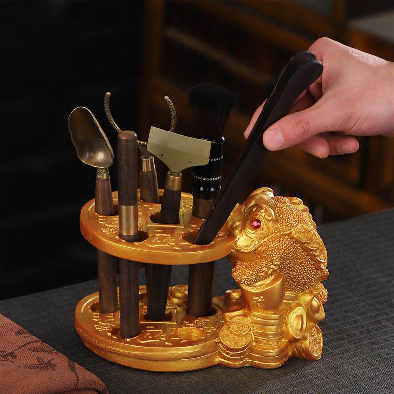 创意茶道六君子套装招财金蟾功夫茶具配件大全泡茶工具茶针养壶笔