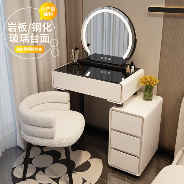 小户型梳妆台卧室60CM现代简约2024新款奶油风主卧斗柜一体化妆桌