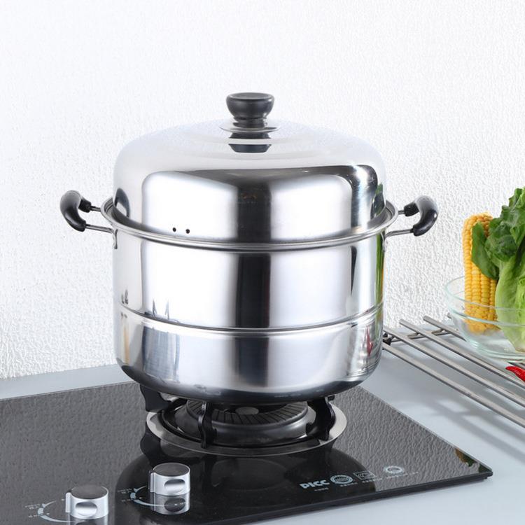 不锈钢双层蒸锅加厚商用蒸煮两用锅三层大容量蒸锅家用多功能蒸锅