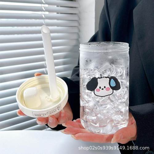 大容量粗吸管杯珍珠奶茶果汁杯女高颜值夏办公室耐高温玻璃水杯子