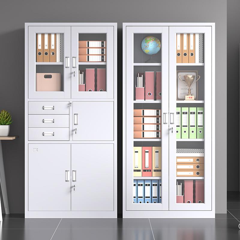 加厚二斗矮柜办公室资料文件柜家用带锁抽屉阳台柜铁皮储物工具柜