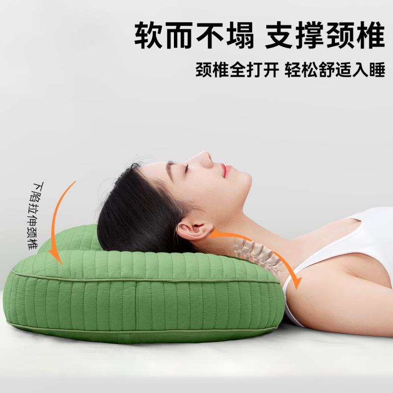 全棉砂洗荞麦枕家用护颈椎成人睡觉专用枕硬高枕头枕芯一对