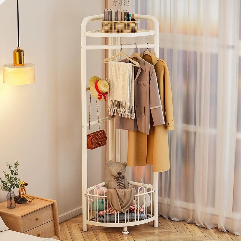 转角衣帽架落地卧室简易拐角挂衣服置物架家用入户门挂衣架子
