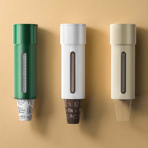 家用一次性纸杯取杯器简约免打孔饮水机壁挂式防尘纸杯收纳置物架