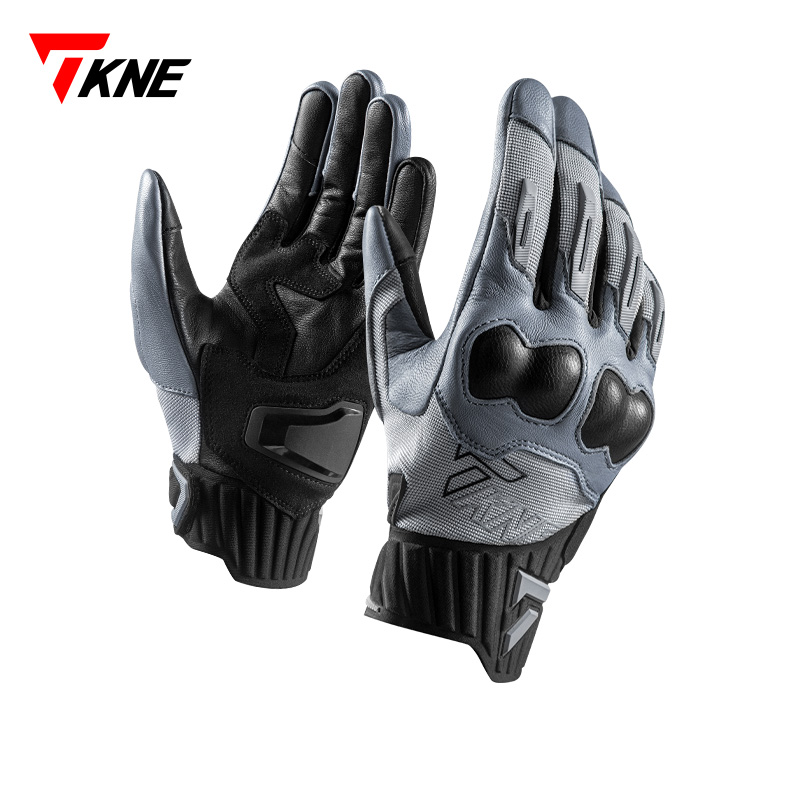 TKNE摩托车骑行手套男真皮复古真皮哈雷机车防摔透气骑士装备四季