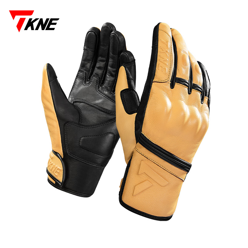 TKNE摩托车手套真皮复古哈雷巡航秋冬季骑行防风防水保暖机车装备