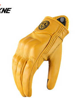 TKNE秋冬摩托车真皮手套复古哈雷骑行防风防寒可触屏机车装备四季