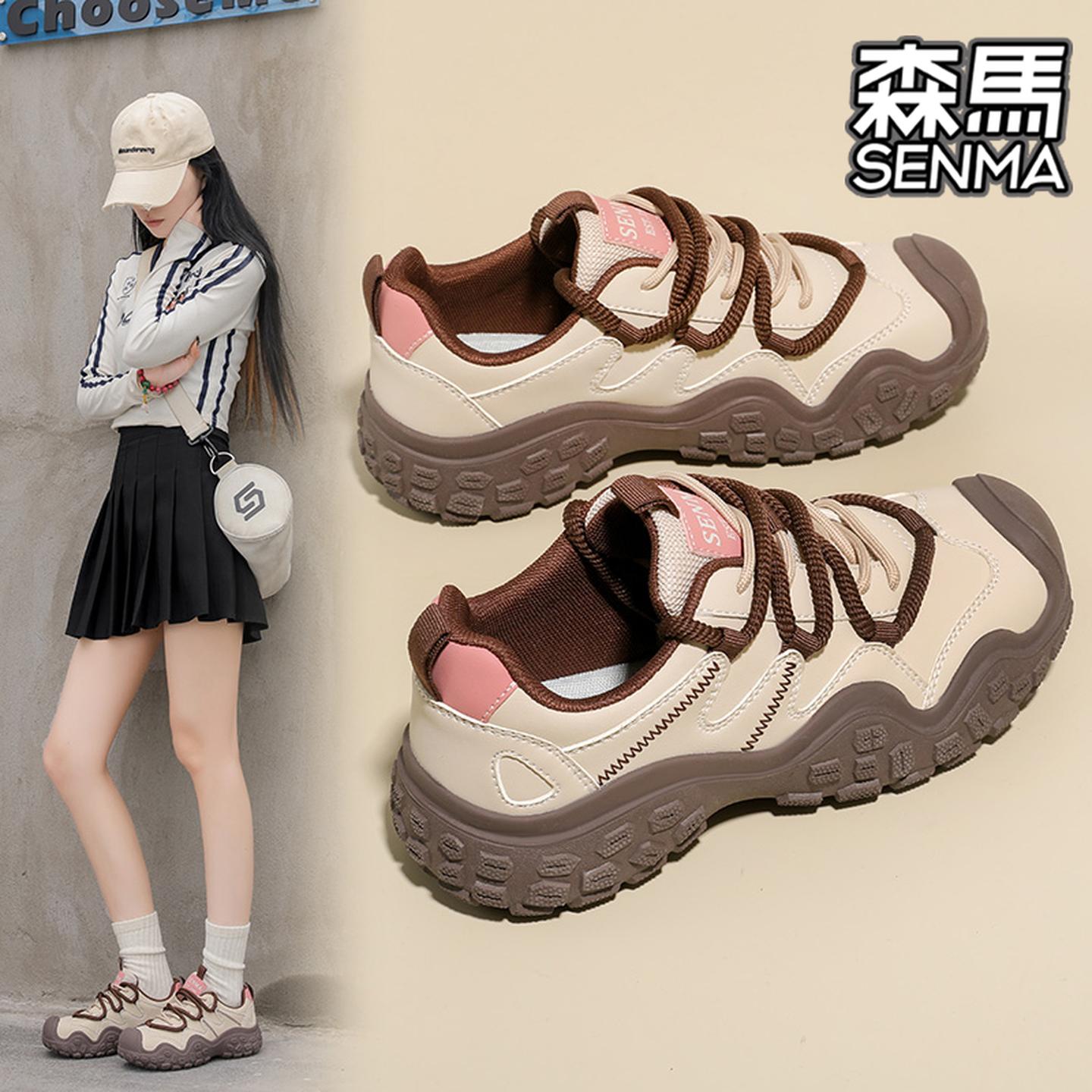 森马学院风轮胎底皮面防水休闲鞋