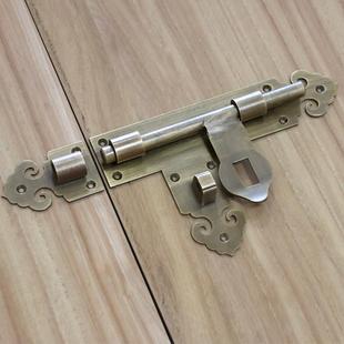 中式仿古纯铜插销铜门闩黄铜门栓老式复古门销户外大门搭扣木门插