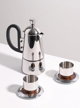 一匚现代轻奢金属创意摩卡水壶 样板间售楼处咖啡厅杯子杯托摆件