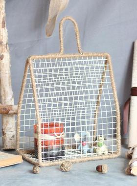 觅点 手工铁线 线编织艺术壁挂创意装饰摆饰桌面小物件收纳筐杂货