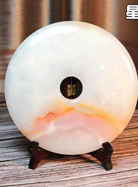 天然创意红花冰玉扣办公室书房玄关客厅和氏璧家居摆件装饰送礼品