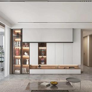 香港全屋定制多功能电视柜投影书柜顶轻奢现代风新款灯光全国落地