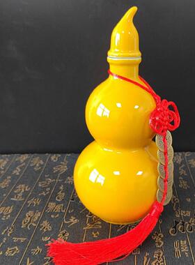 厨房在西北黄色陶瓷葫芦开门见厨房大号陶瓷瓶厨房摆件