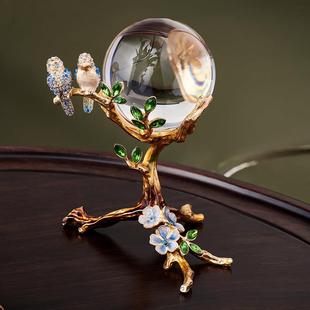 圣朗伦轻奢珐琅彩摆件水晶玻璃球电视柜办公室新中式饰品开业礼品
