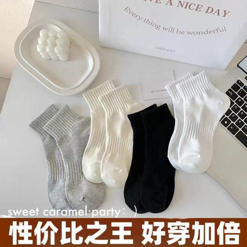 诸暨源头工厂袜子女春夏爆款潮流百搭学院风纯色日系短袜ins潮