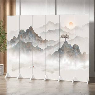 屏风隔断客厅玄关房间遮挡入户简约布艺移动家用折叠座屏 新中式