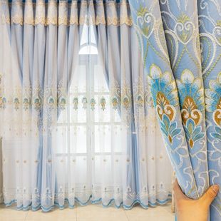 大气隔热2023双层高档卧室年防晒新款 客厅挂钩式 全遮光窗帘遮阳布
