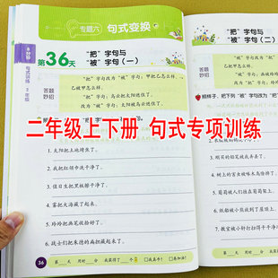 小学语文二年级上册下册句子专项训练8分钟句式 变换连句成段口语交际与写话训练 训练连词成句标点符号扩句修辞手法造句与仿句句式