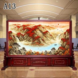 实木屏风客厅隔断进门遮挡公司办公室玄关简约双面鸿运当头 中式