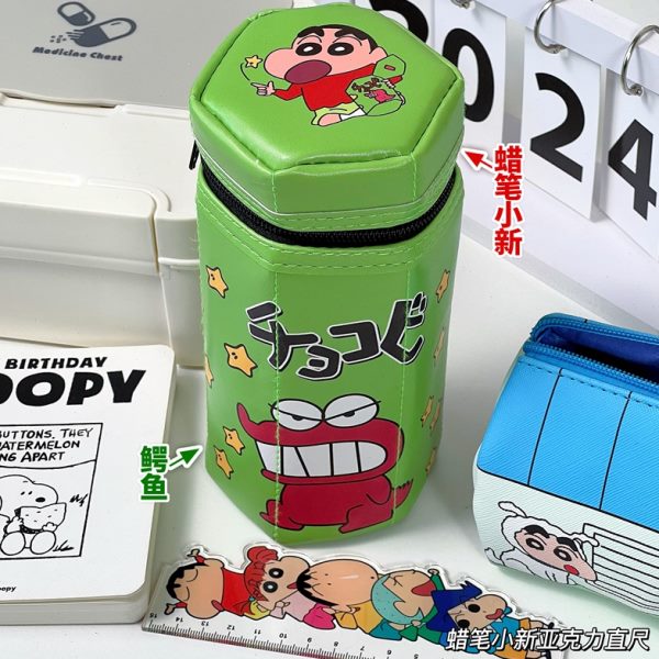 蜡笔小新笔筒大容量卡通收纳袋高颜值学生桌面整理小众文具铅笔盒