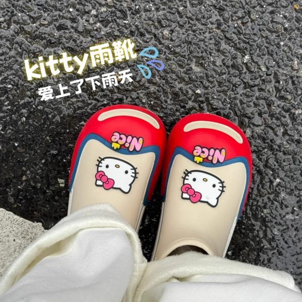 外穿雨靴春夏防滑学生雨鞋可爱时尚耐磨防水百搭胶鞋厚底Kitty猫