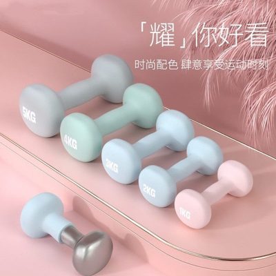 实心防滑女哑铃女士健身器材哑铃家用磨砂铁负重铸铁套装一对浸塑