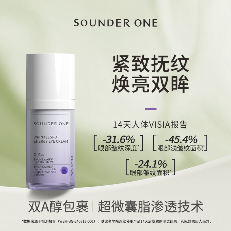SOUNDER ONE 淡纹紧致眼霜双A醇麦角硫因咖啡因HPR抗皱紧致保湿