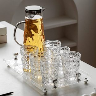 乔迁客厅耐热凉水壶水杯套装 待客家用喝水杯子套装 风轻奢玻璃茶杯