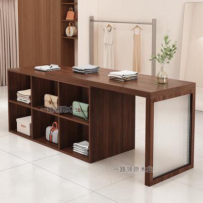 服装店中岛柜可伸缩流水台储物柜装饰柜摆件展台陈列流水台带玻璃