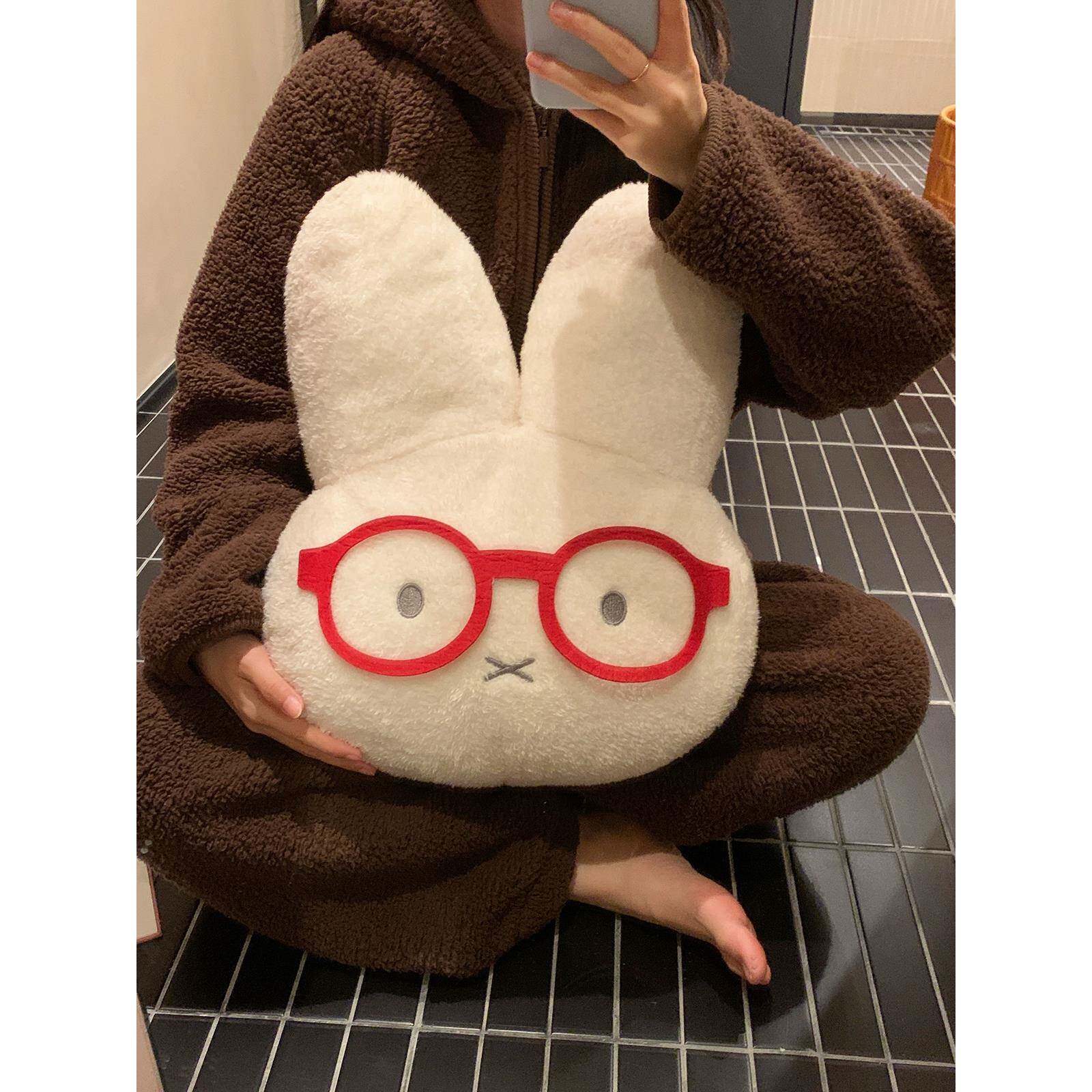 卡通毛绒兔子热水袋冬季女生暖肚暖手宝电热加厚暖水袋防爆充电款