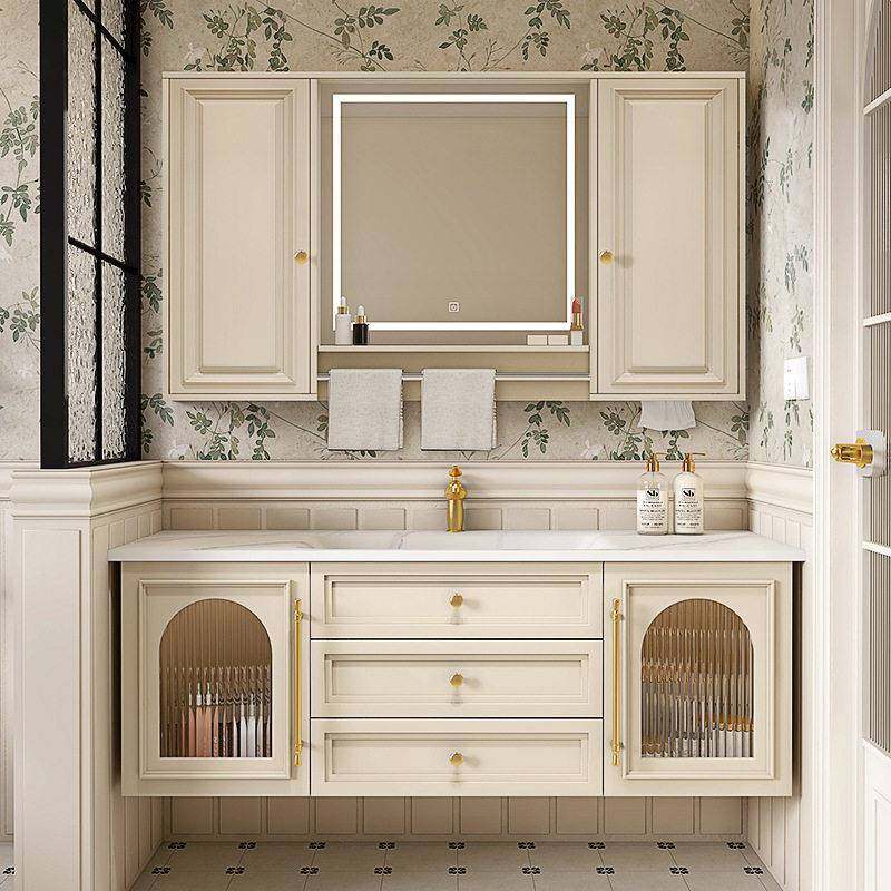 法式奶油风浴室柜岩板一体艺术盆卫生间洗手洗脸盆组合毛巾杆镜柜,家装主材,浴室柜组合,淘宝优惠券,粉丝福利购,淘宝优惠卷