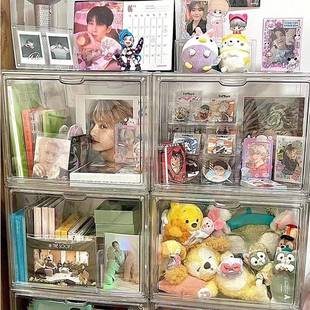 专辑收纳柜防尘黑胶唱片保护盒明星周边亚克力展示架kpop追星女孩