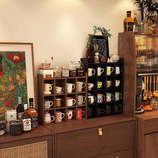 形影家俱实木杯架置物架咖啡角开 放多宝阁墙上桌面茶杯架子展示