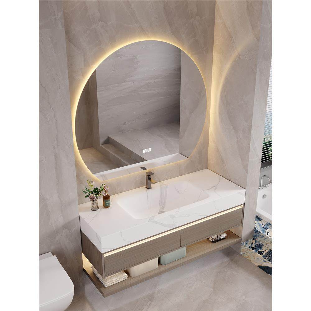 轻奢酒店风岩板热弯一体盆浴室柜组合卫生间洗漱台洗脸洗手盆实木,家装主材,浴室柜组合,淘宝优惠券,粉丝福利购,淘宝优惠卷