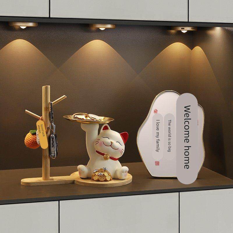 招财猫入户玄关钥匙收纳摆件进门口鞋柜客厅装饰品乔迁新家居礼物,家居饰品,装饰摆件,淘宝优惠券,粉丝福利购,淘宝优惠卷