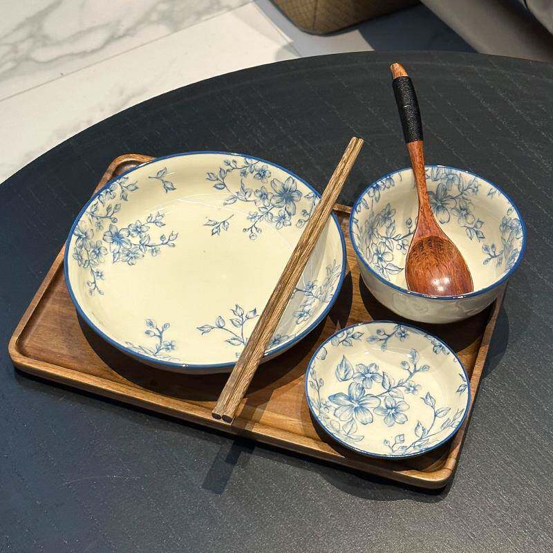 ENO创意陶瓷餐具套组釉下彩盘碗碟套装一人食餐盘套装家用