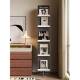 黑白旋转书架杂志架落地旋转书报架实木书架奶油风全身穿衣镜一体