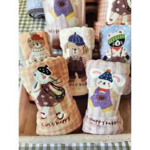 双利 新品动物乐园卡通系列加大毛巾浴巾干 干发帽柔软吸水不掉毛