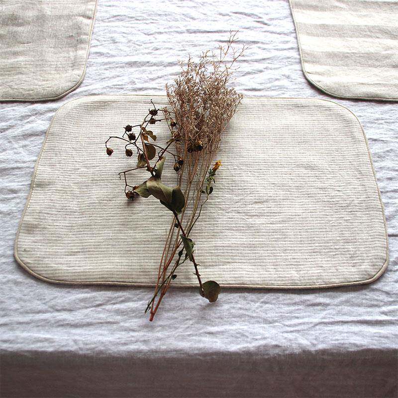 欧式法国纯麻布艺双面条纹西餐垫 亚麻居家餐巾垫隔热餐厅桌垫