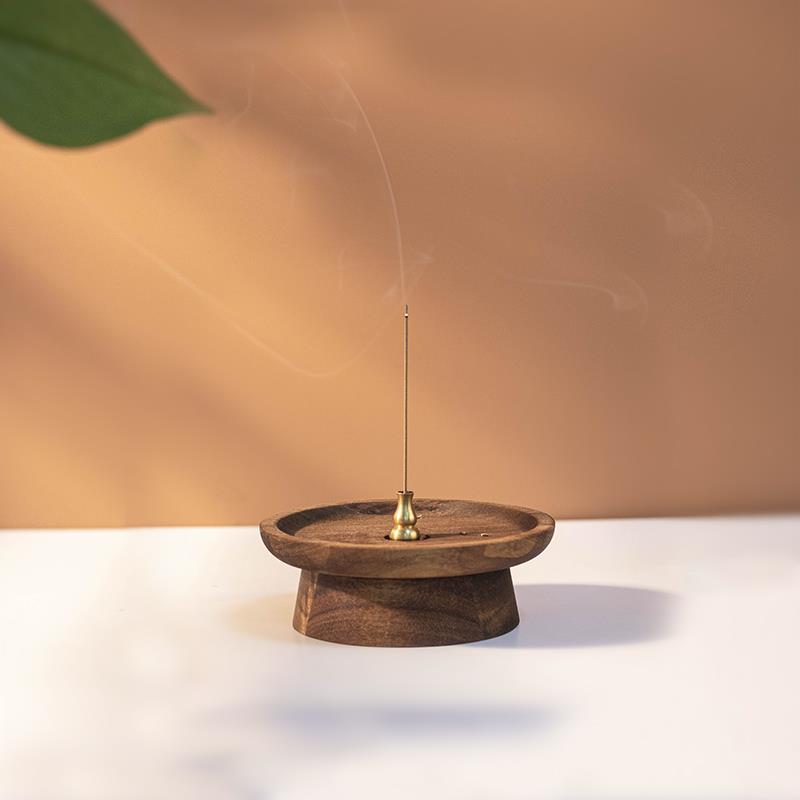 实木香器创意线香炉香插香座家用室内檀香沉香香薰炉禅意熏香摆件