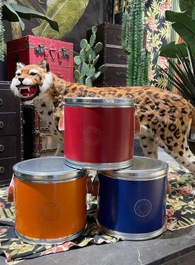 简约通用储物桶收纳桶红色橙色蓝色储粮收纳桶矮坐凳收纳客厅摆件